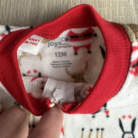 Lot of 3 - Carter's & Child of Mine Christmas Fleece Footed Pajamas - 12 Months - Picture 3 of 12